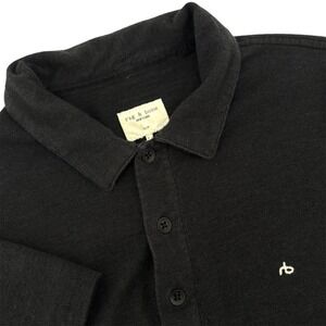 Rag & Bone New York Mens Black Short Sleeve Polo Shirt Size Small